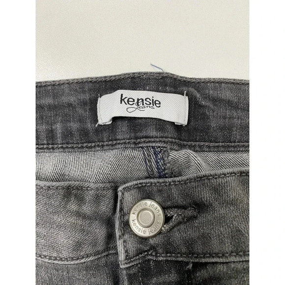 Kensie Jeans Women 10/30 Gray Patchwork Straight Denim Stretch Distressed - Picture 5 of 10